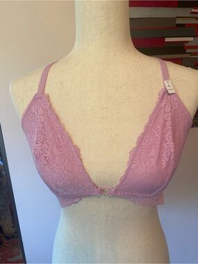 PINK Victoria's Secret Lace Plunge Bralette in Dusty Pink